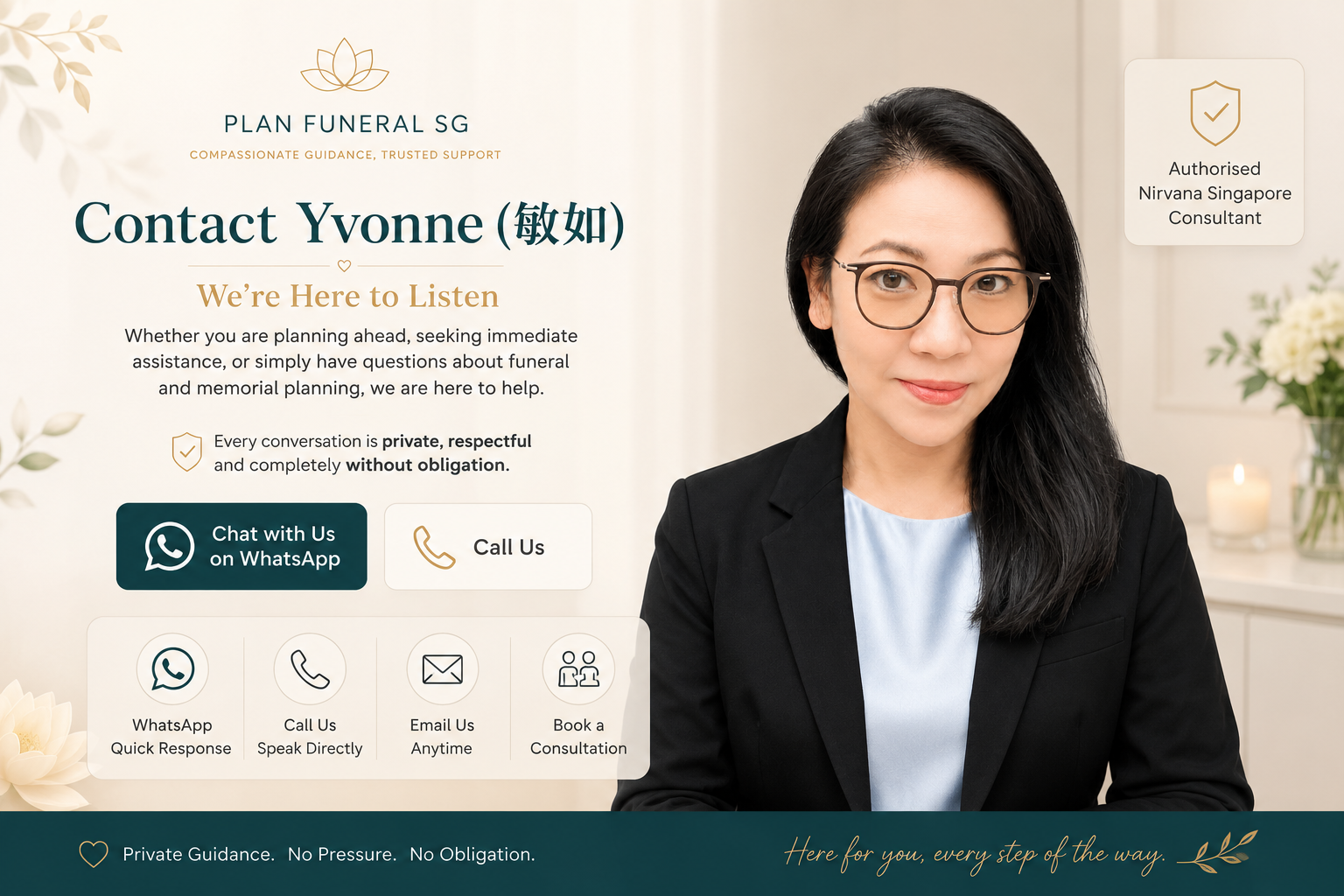 Yvonne planfuneralsg.com Sometimes the hardest part is taking the first step.<br />Whether you have one question or many, we're here to listen and help you understand your options with compassion and respect.